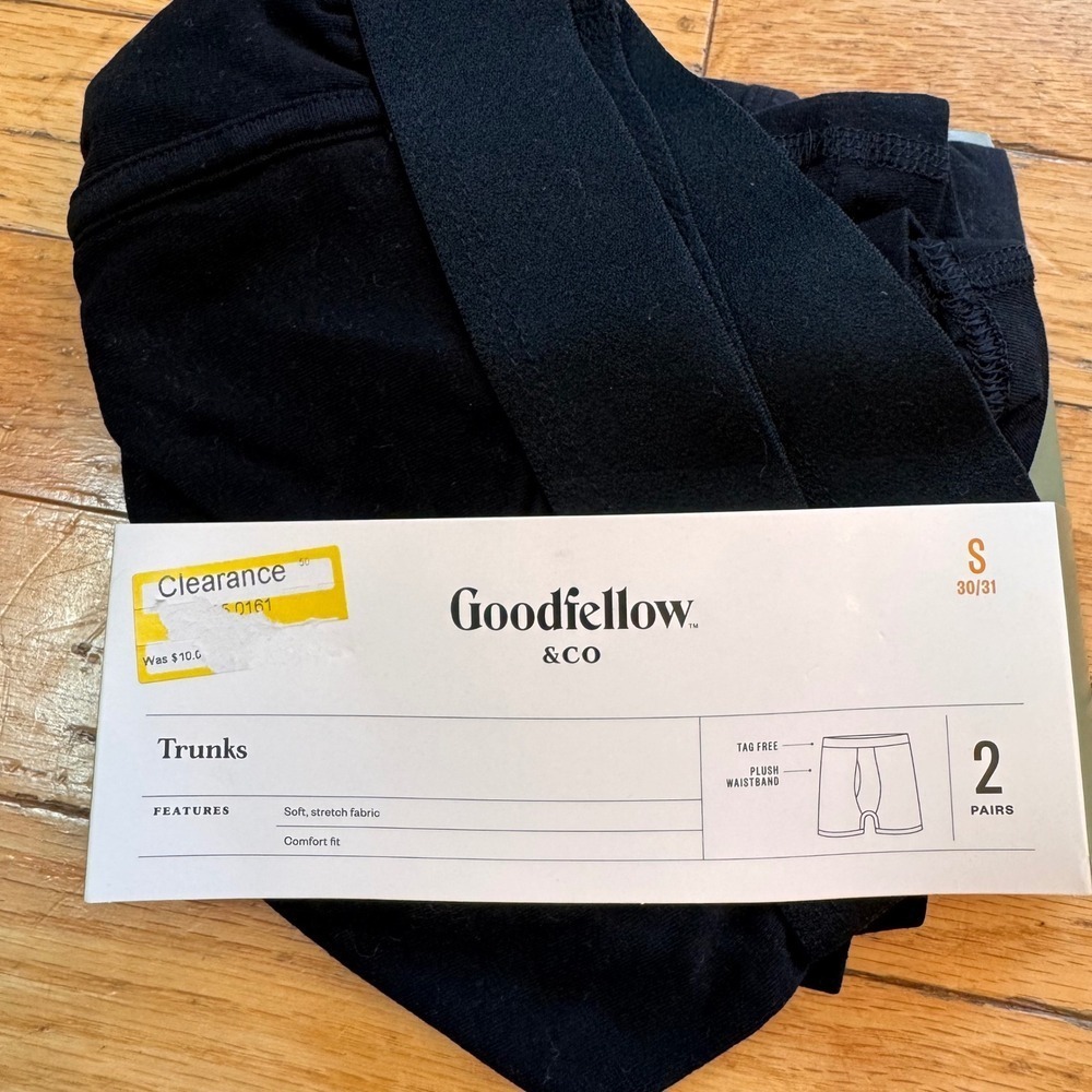 Goodfellow & Co Mens 2 Pack Trunks Black Cotton Stretch Tag Free Small 30-31